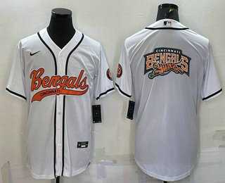 Men's Cincinnati Bengals White Team Big Logo With Patch Cool Base Stitched Baseball Jersey,We sell and wholesale Men's Cincinnati Bengals White Team Big Logo With Patch Cool Base Stitched Baseball Jersey on line form chian!